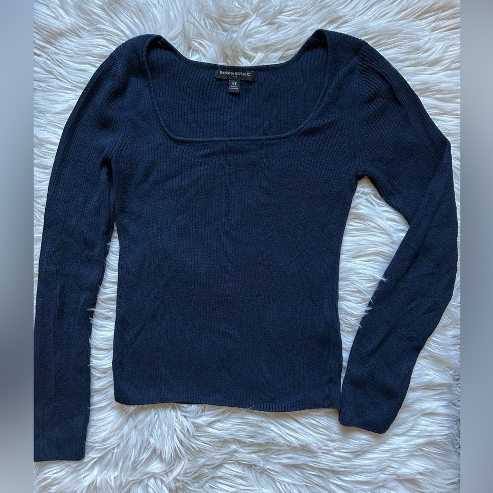 Banana Republic square neck ribbed sweater